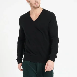 Pull col V homme en cachemire noir - LUKE 1