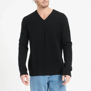 Pull col V homme en cachemire noir - LUKE 11