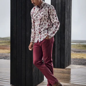 Chemise beige à motif de tulipes