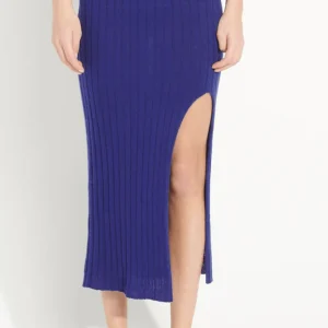 Jupe longue femme en cachemire déjaugé bleu nuit - AVA 13