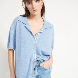 Chemise femme en cachemire bleu ciel - AVA 2