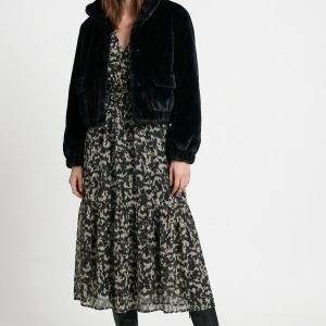 BLOUSON FAUX FUR - MARINA - NOIR