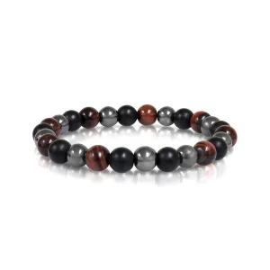 Bracelet en perles d'onyx et d'oeil de tigre 'Gabriel'