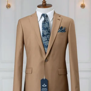 Costume 2 Pieces Beige un bouton 3