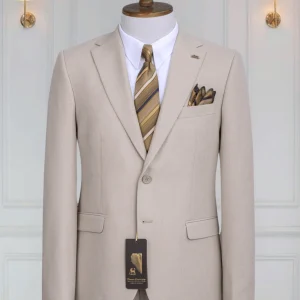 Costume 2 Pieces Blanc cassé deux boutons 3