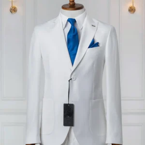 Costume 2 Pieces blanc deux boutons poches plaquées