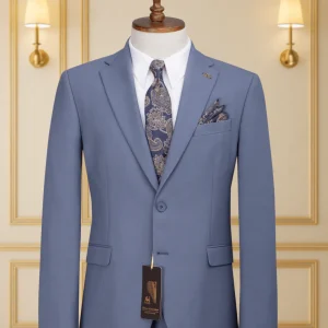 Costume 2 Pieces bleu ciel deux boutons 2