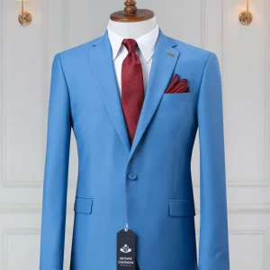 Costume 2 Pieces bleu ciel un bouton