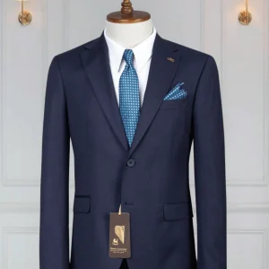 Costume 2 Pieces bleu marine deux boutons avec rayures 4