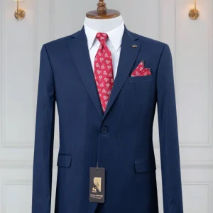 Costume 2 Pieces bleu marine deux boutons avec rayures