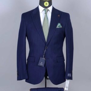 Costume 2 Pieces Bleu Marine Rayé