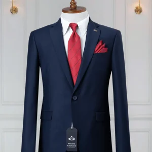 Costume 2 Pieces bleu nuit un bouton 2