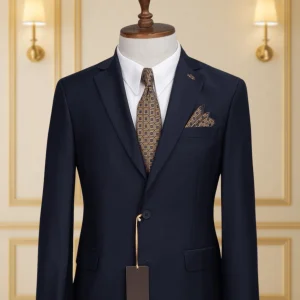 Costume 2 Pieces bleu nuit uni deux boutons 2