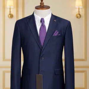 Costume 2 Pieces bleu nuit uni deux boutons 4