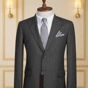 Costume 2 Pieces gris anthracite texturé deux boutons