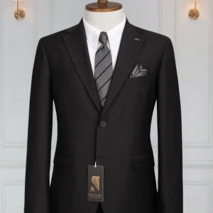 Costume 2 Pieces noir deux boutons 4