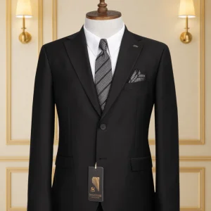 Costume 2 Pieces noir deux boutons 6