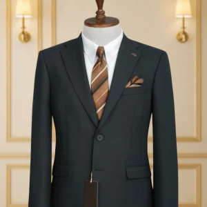 Costume 2 Pieces vert uni deux boutons