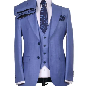 Costume 3 Pieces Bleu Ciel 2 Boutons