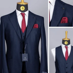 Costume 3 Pieces Bleu Motif