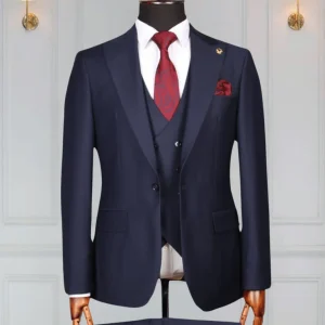 Costume 3 Pieces Bleu Nuit Un Bouton 6