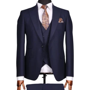 Costume 3 Pieces Bleu Nuit Un Bouton