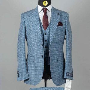 Costume 3 Pieces  Bleu Pied de Poule