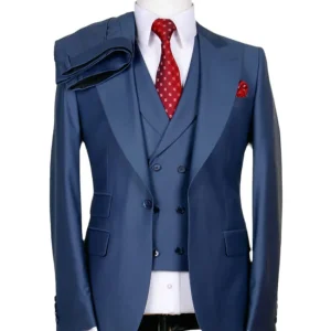 Costume 3 Pieces Bleu Prestige Un Bouton