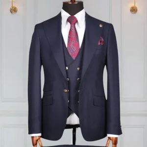 Costume 3 Pieces Bleu Un Bouton V.I.P 3