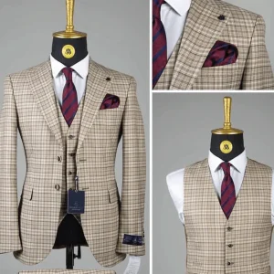 Costume 3 Pieces Marron Carreaux