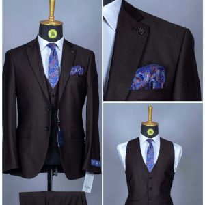 Costume 3 Pieces Marron Sombre