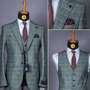 Costume 3 Pieces Vert Motif