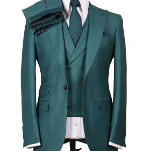 Costume 3 Pieces Vert Pin Un Bouton