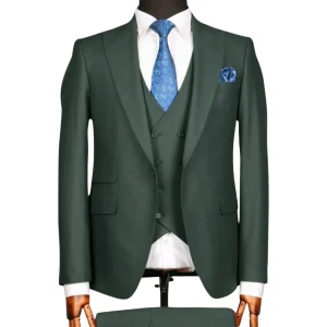 Costume 3 Pieces Vert Un Bouton