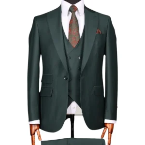 Costume 3 Pieces Vert Un Bouton