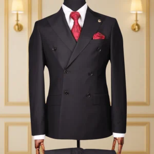 Costume Croisé 6 Boutons Noir Uni 3