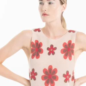 Débardeur col rond femme en cachemire déjaugé skin imprimé floral - KELLY 22