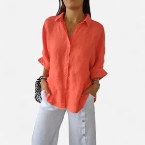 Delphira - Chemise en coton et lin nouée au dos, élégante et légère