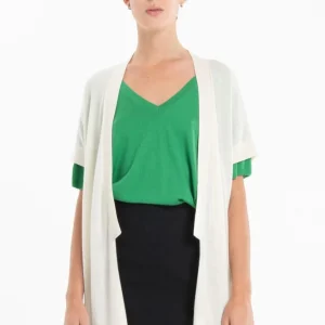 Gilet à manches courtes femme en cachemire & laine ultrafin blanc - KELLY 5