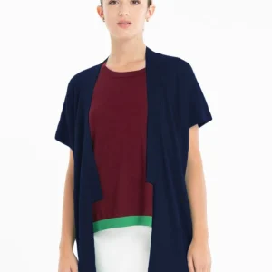 Gilet à manches courtes femme en cachemire & laine ultrafin bleu marine - KELLY 5