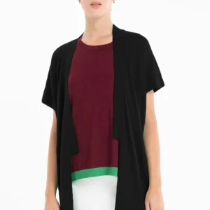 Gilet à manches courtes femme en cachemire & laine ultrafin noir - KELLY 5