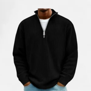 Pull homme en laine mérinos à col zippé - Élégance et confort