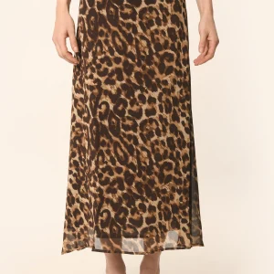 JUPE MIDI LEOPARD - CARAMEL - AZELIA