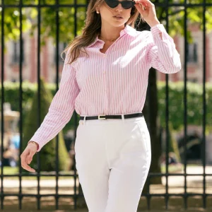 La Dauphine - Chemise blanche rayée rose
