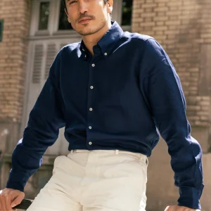 La Faubourg - Chemise bleue Nuit en lin