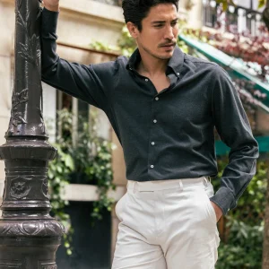 La Faubourg - Chemise grise en flanelle de coton