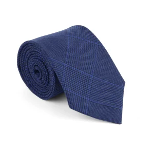 La Savile Row - Cravate en Prince de Galles Bleue