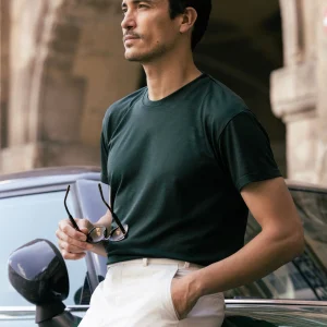 Le McQueen - t-shirt vert en laine merinos Super 120s