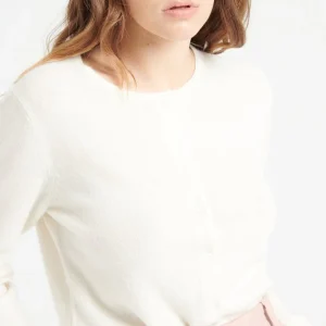 Cardigan col rond femme en cachemire blanc écru - LILLY 4A