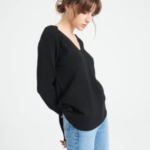 Pull col V femme en cachemire noir - LILLY 6